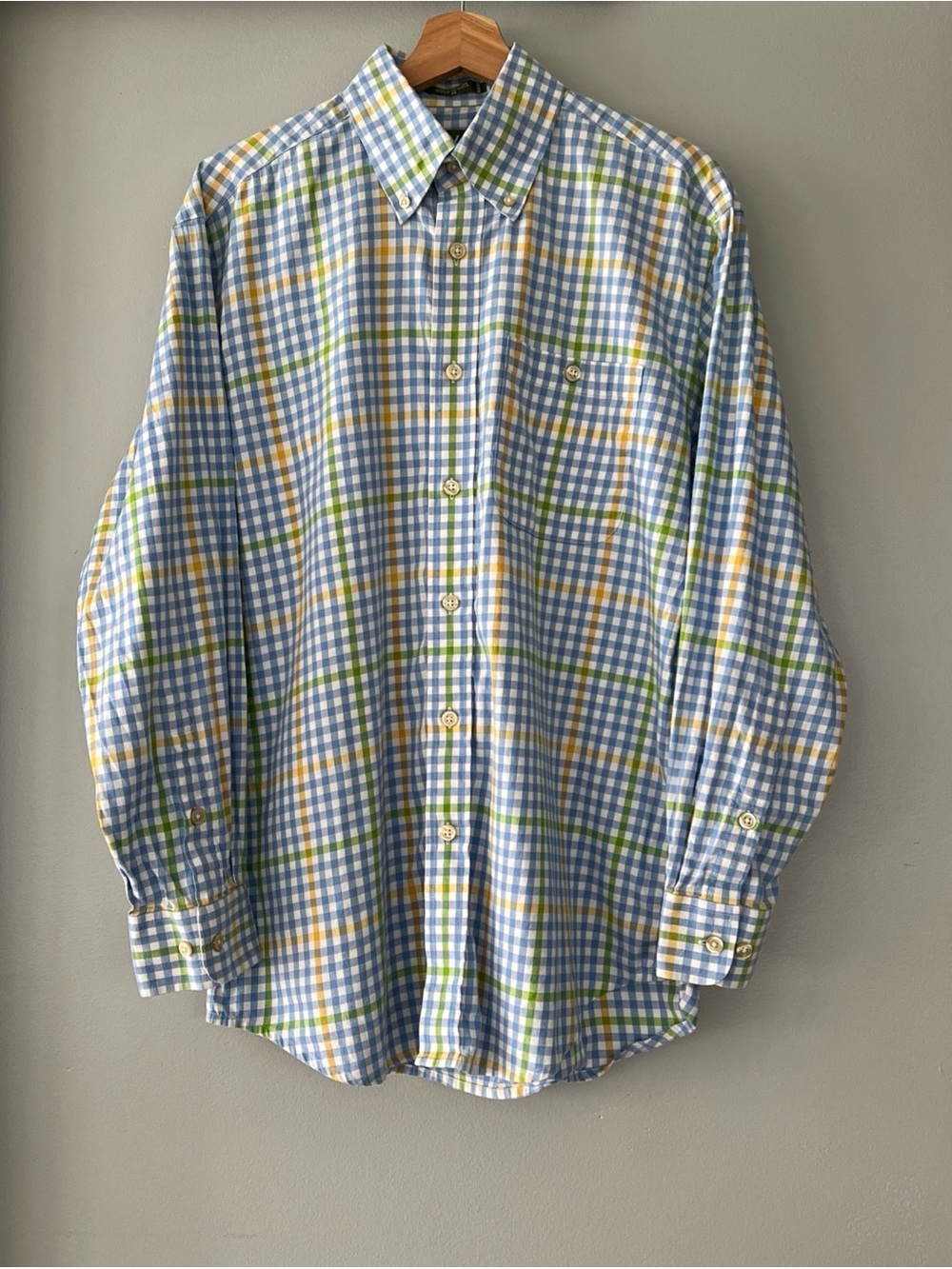 Orvis Multi-Color Plaid Button-Down Shirt — Blue, Green, White & Yellow